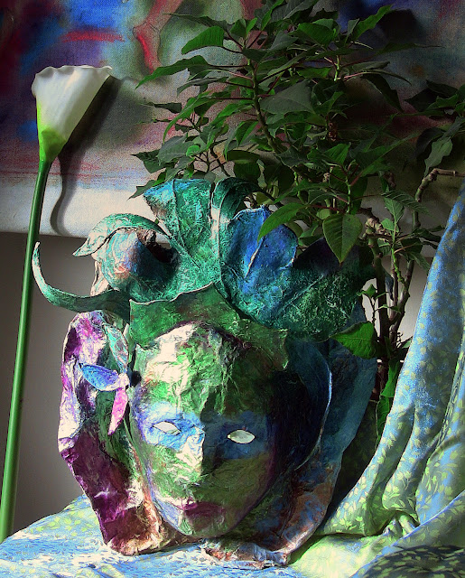 Rubies in Crystal paper mache mask